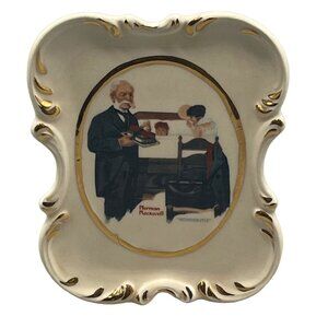 Schoolitis Norman rockwell 1981glass collectable picture gold trim length 5" wid